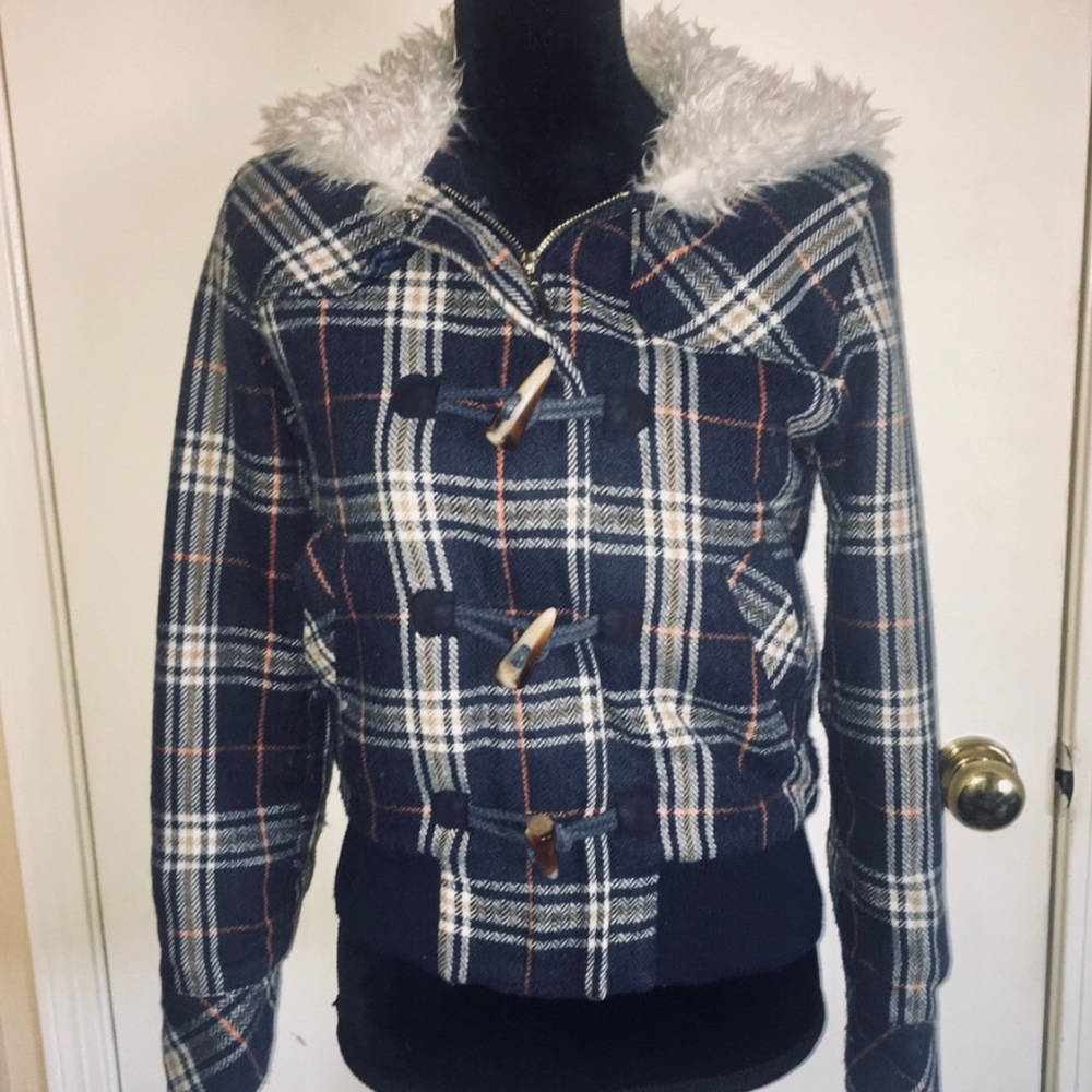 Juicy Couture Plaid Sherpa Jacket